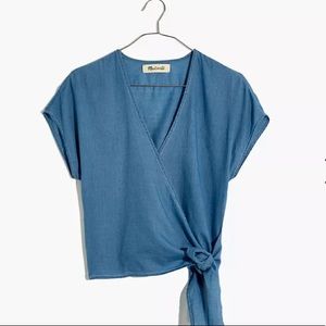 Madewell Denim Short-Sleeve Wrap Top